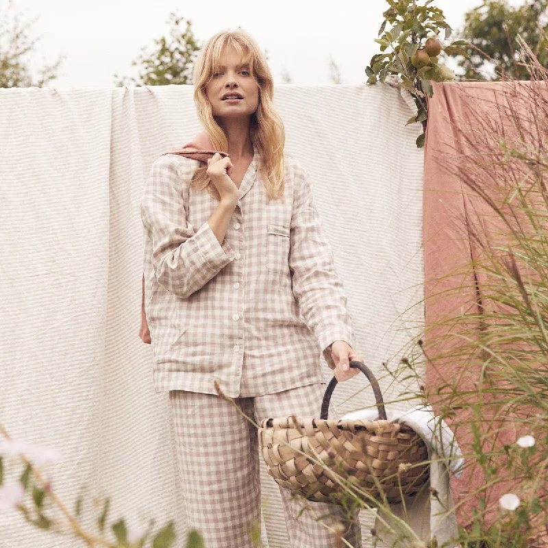 Mushroom Gingham Pyjama Trouser Set