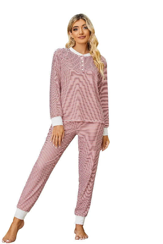 Richie House Women's Striped Print Sleep Long Sleeve Pants Sleepwear Pajama Set S-XXL RHW4037