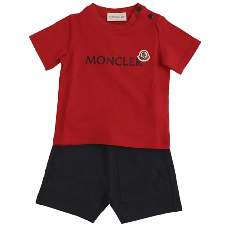 Moncler T-Shirt and Shorts Set Rose Red