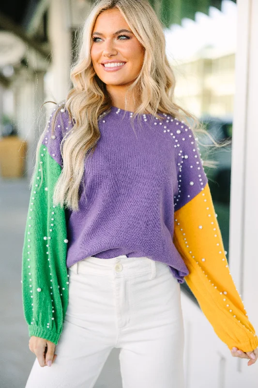 Can't Help But Love You Purple Embellished Sweater