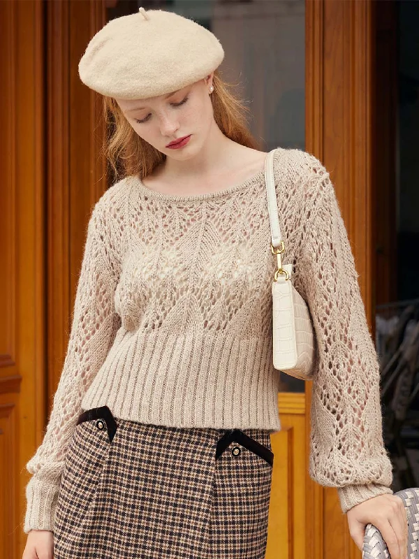 Ellie Round Neck Hollow Knitted Sweater