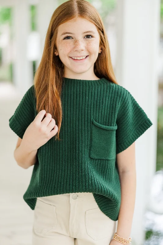 Girls: Open Your Mind Emerald Green Short Sleeve Sweater