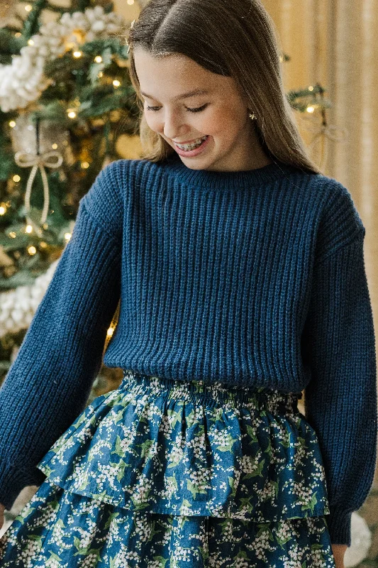 Girls: Just So Sweet Navy Blue Sweater