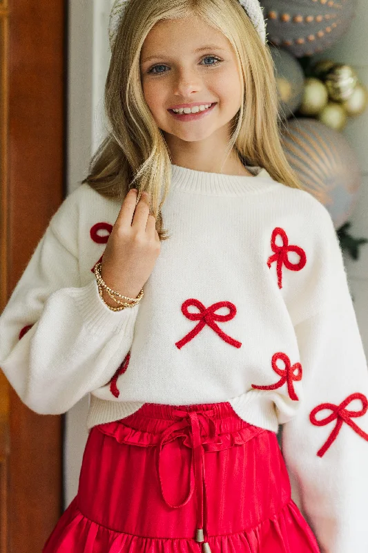 Girls: The Alyson Cream Bow Sweater