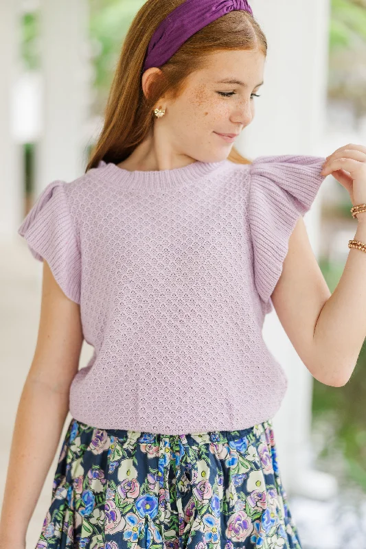 Girls: The Vicky Lavender Purple Short Sleeve Sweater