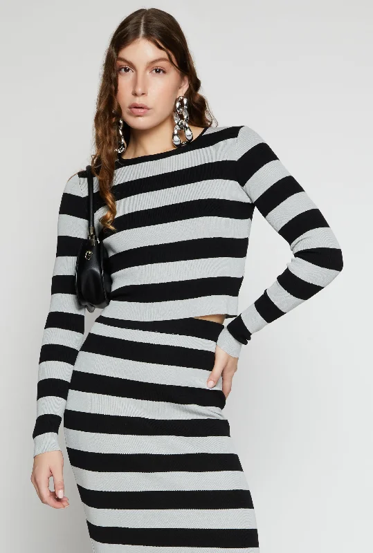 Striped Crew Neck Long Sleeve Sweater