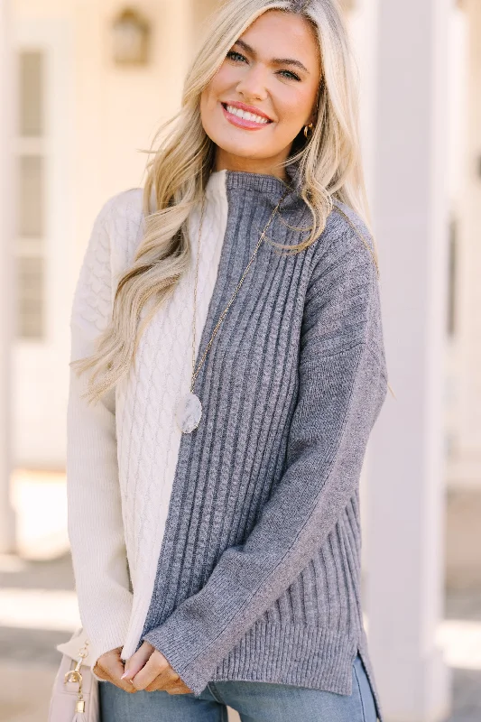 In A Dream Heather Gray Colorblock Sweater