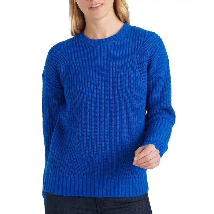 Lucky Brand Women's Shaker Stitch Crewneck Sweater Blue Size Small