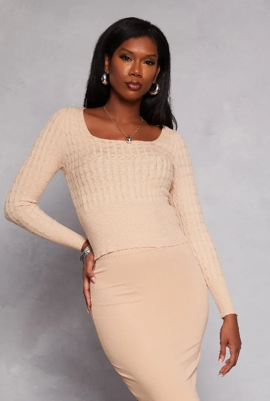 Cable Knit Square Neck Sweater