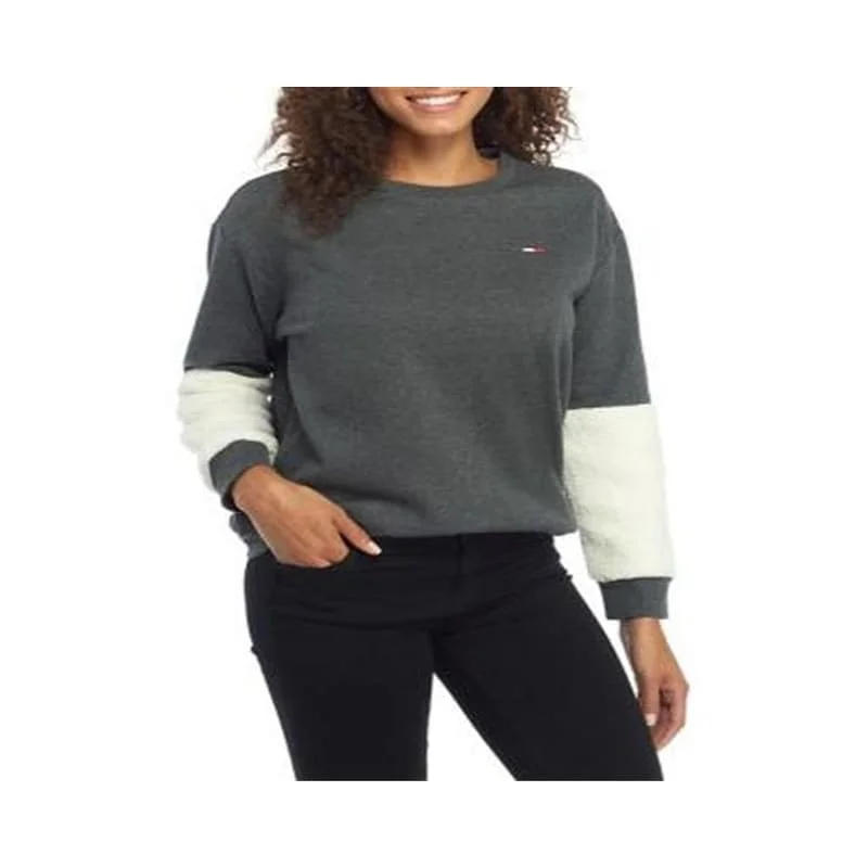 Tommy Hilfiger Women's Color Block Long Sleeve Sweater Gray Size X-Large