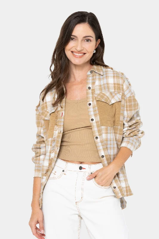 Button Front Plaid Long Sleeve Shirt