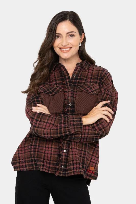 Button Front Plaid Long Sleeve Shirt