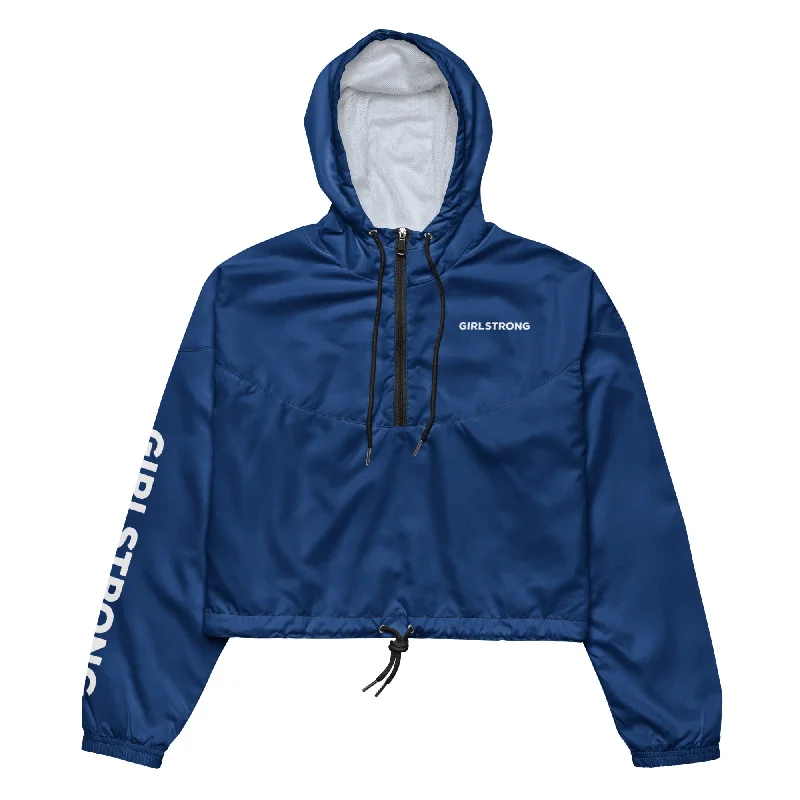 GIRLFRIEND PULLOVER CROP WINDBREAKER COBALT BLUE GIRLSTRONG