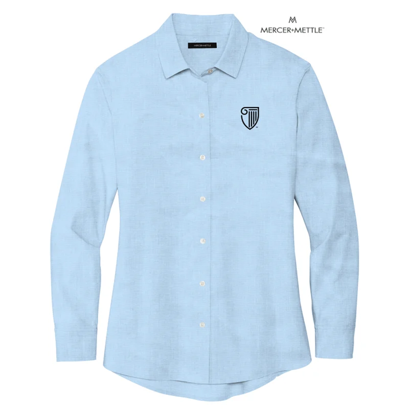 NEW STRAYER Mercer+Mettle™ Women’s Long Sleeve Stretch Woven Shirt - Air Blue End On End