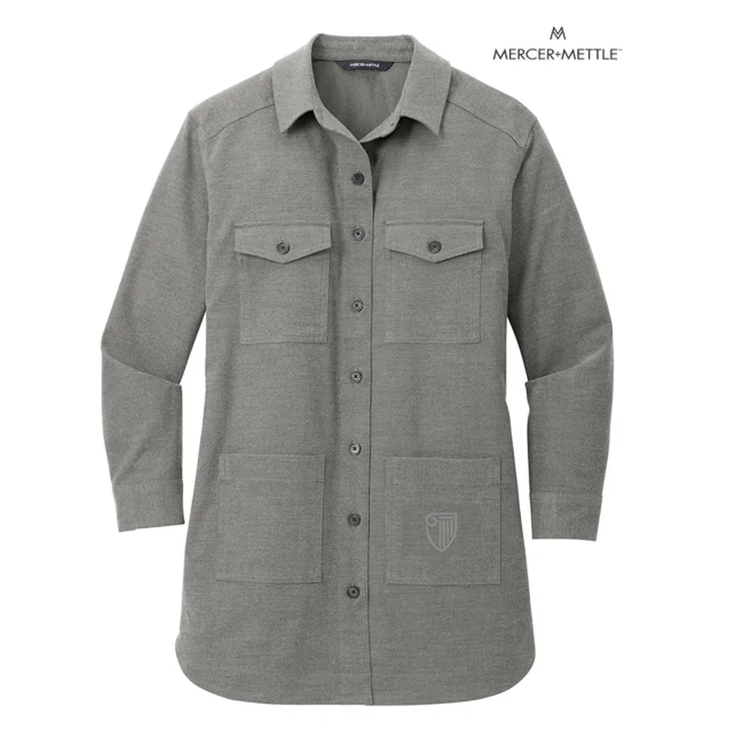 NEW STRAYER Mercer+Mettle™ Women’s Long Sleeve Twill Overshirt - Light Anchor Grey Heather