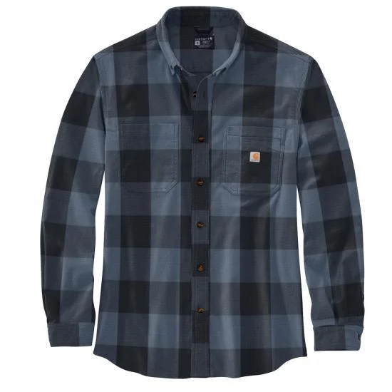 Rugged Flex® Relaxed Fit Midweight Flannel Long-Sleeve Plaid Shirt - Navy