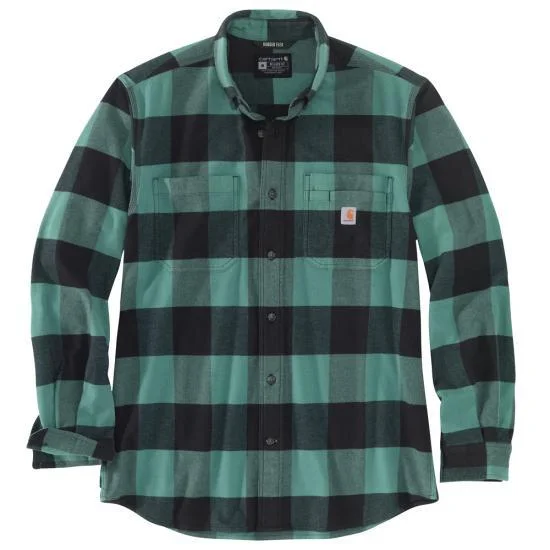 Rugged Flex® Relaxed Fit Midweight Flannel Long-Sleeve Plaid Shirt - Slate Green