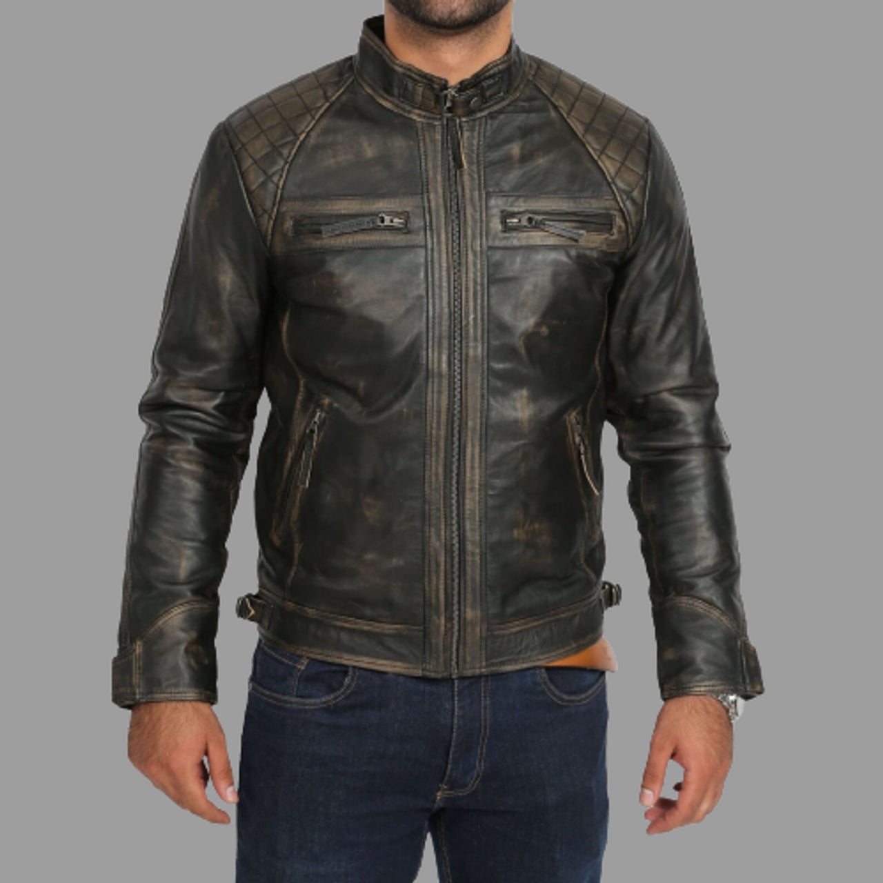 Vintage Cowhide Leather Jacket for Men