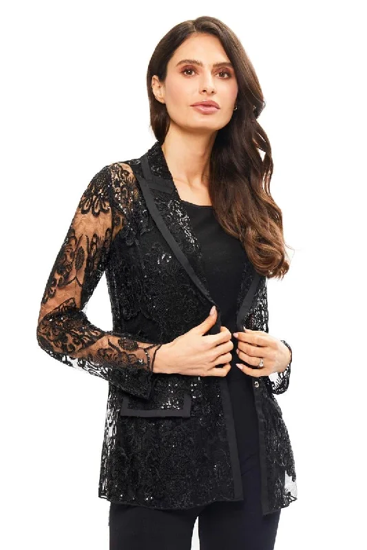 Women's Black Lace & Sequin Blazer