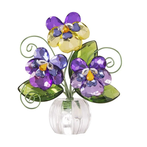 Acrylic Pansy Posy Pot Place Card Note Holder