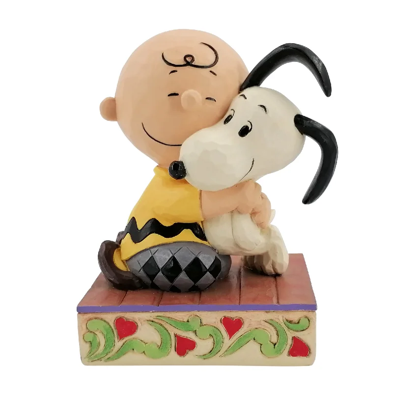 Jim Shore Peanuts Charlie Brown Hugging Snoopy Beagle Hug is Blissful Heart Figurine