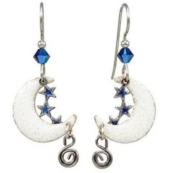 Silver Forest Goldtone Surgical Steel Dangle Moon Stars & Crescent Earrings