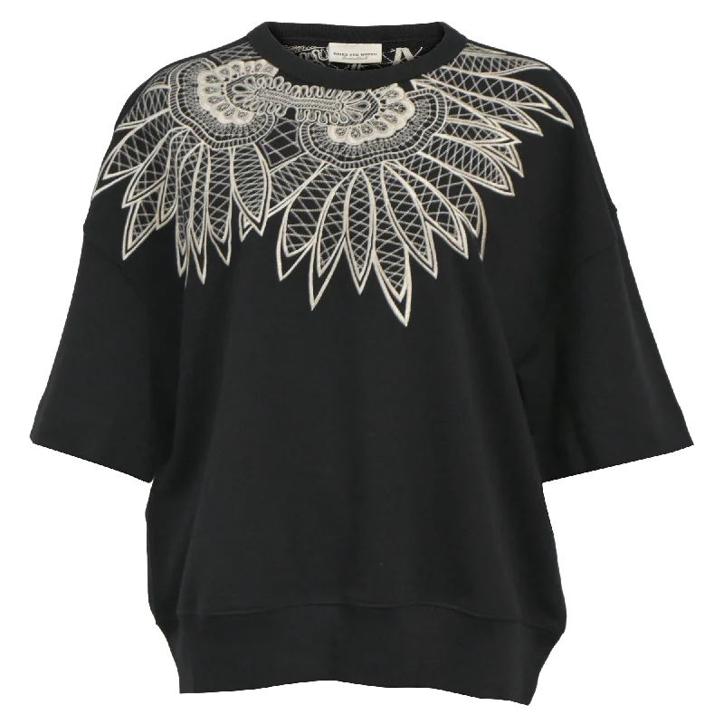 Dries Van Noten Heloovi Short-Sleeve Sweatshirt in Black Cotton