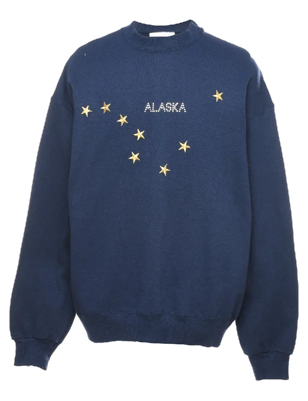 Embroidered Alaska Printed Sweatshirt - XL