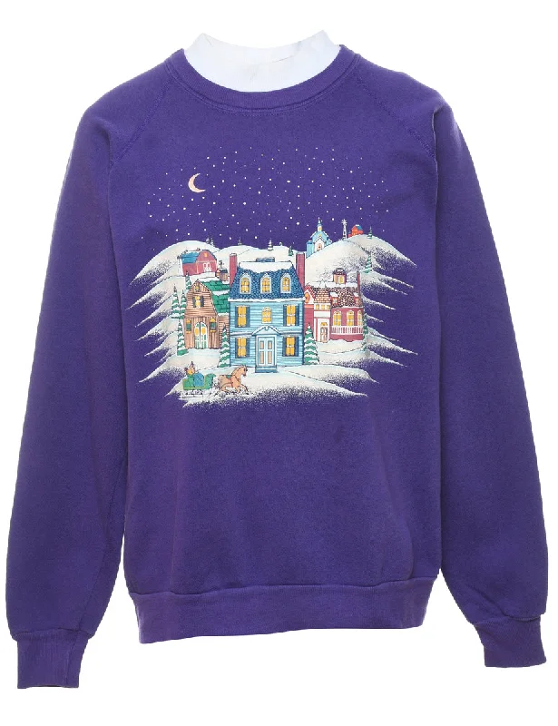 Festive Print Christmas Sweatshirt - M