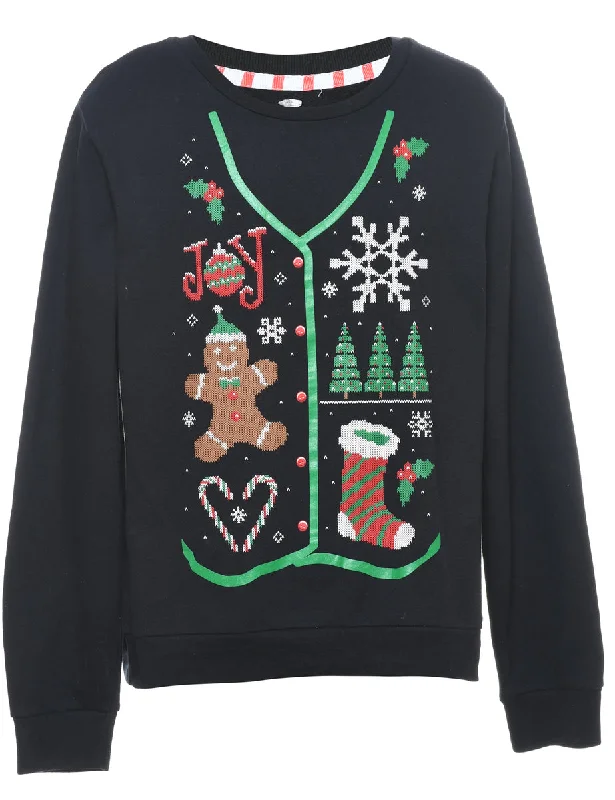 Festive Print Christmas Sweatshirt - M