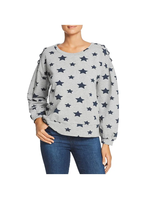 Womens Star Print Lace-Up Sweatshirt