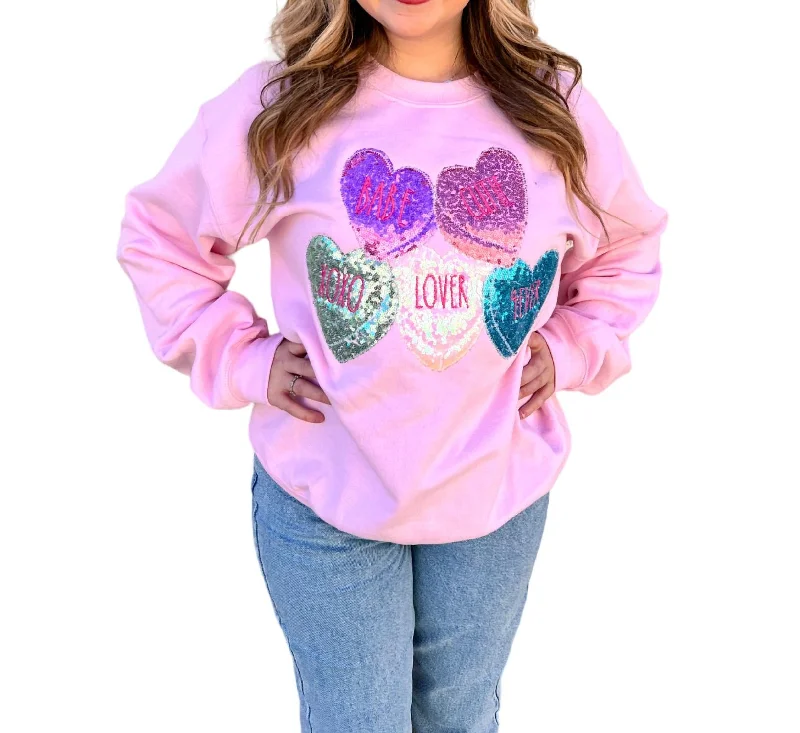 Conversation Valentine Heart Sweatshirt In Light Pink