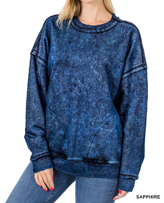 French Terry Mineral Wash Sweatshirt In Sapphire