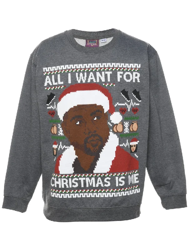 Grey Christmas Sweatshirt - M