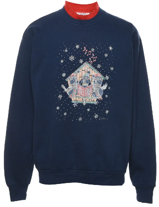 Navy Christmas Sweatshirt - M