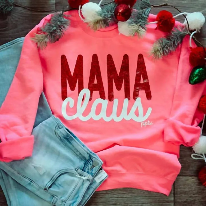 Unisex Mama Claus Sweatshirt In Pink Multi