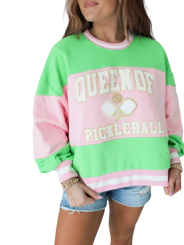 Women's Pickleball Sweatshirt In Green/pink