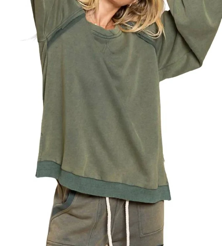 Zoey Criss-Cross Back Sweatshirt In Vintage Moss