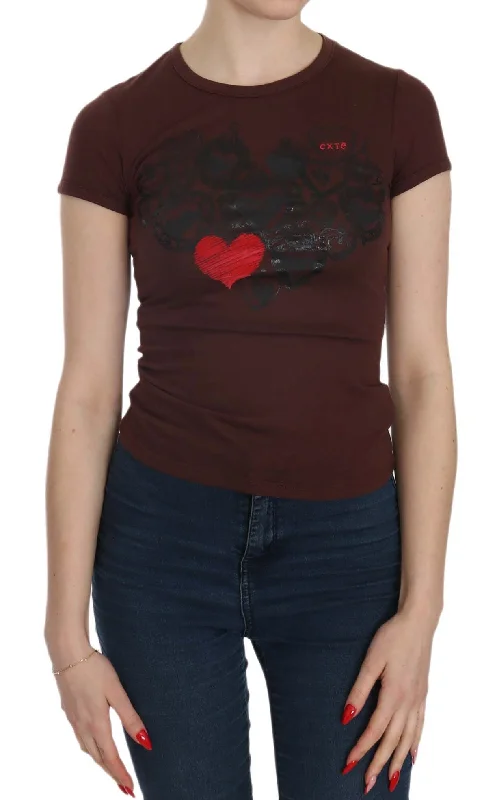 Exte  Hearts Short Sleeve Casual T-shirt Women's Top