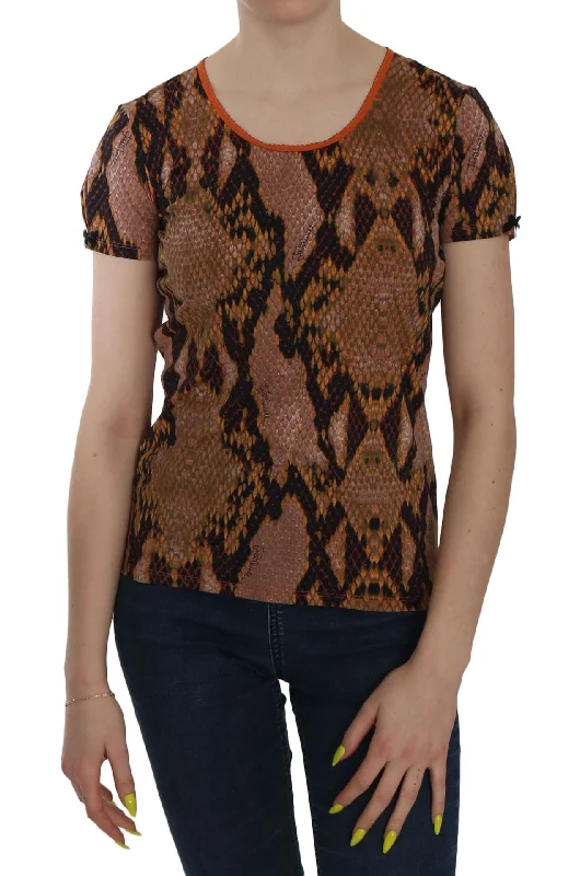 Just Cavalli Snake Skin Print Short Sleeve Top Women's T-shirt