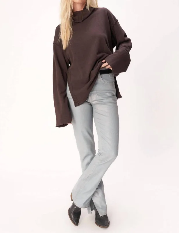 Nicola Funnel Neck Sweatshirt In Brown