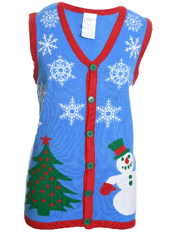 Snowman Christmas Sweater Vest - M