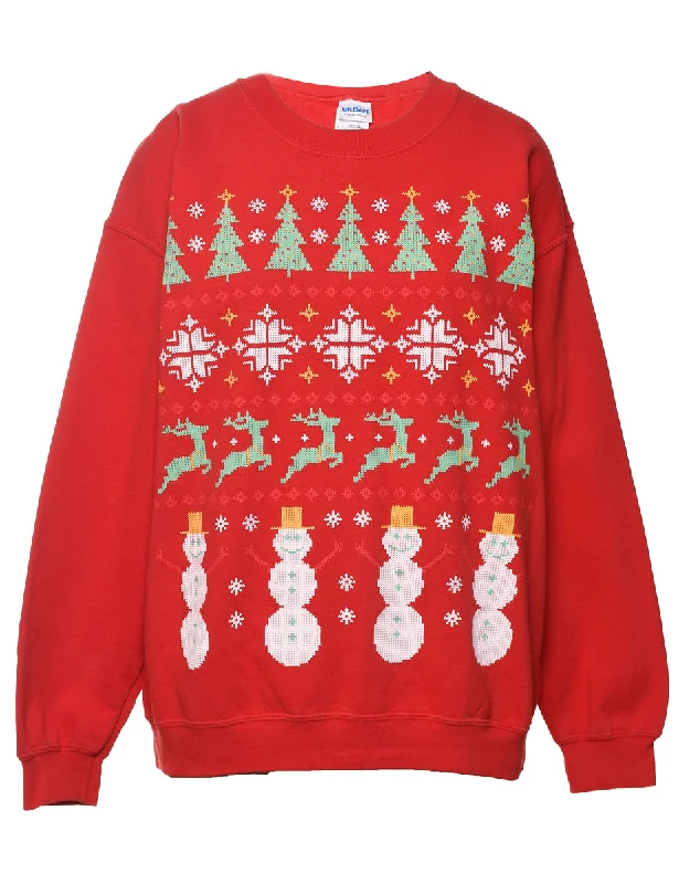 Snowman Christmas Sweatshirt - L