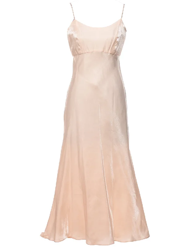 Strappy Beige Metallic Evening Dress - S