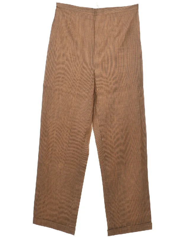 Striped Light Brown Casual Tapered Trousers - W28 L28