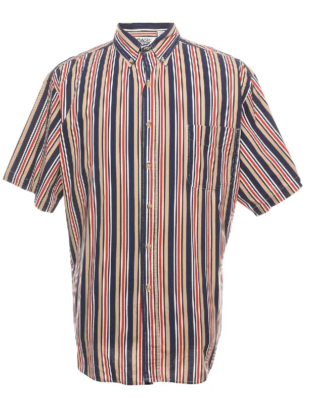 Striped Multi-Colour Short Sleeve Shirt - L