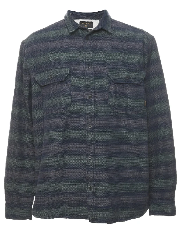 Striped Navy & Green Shirt - XL