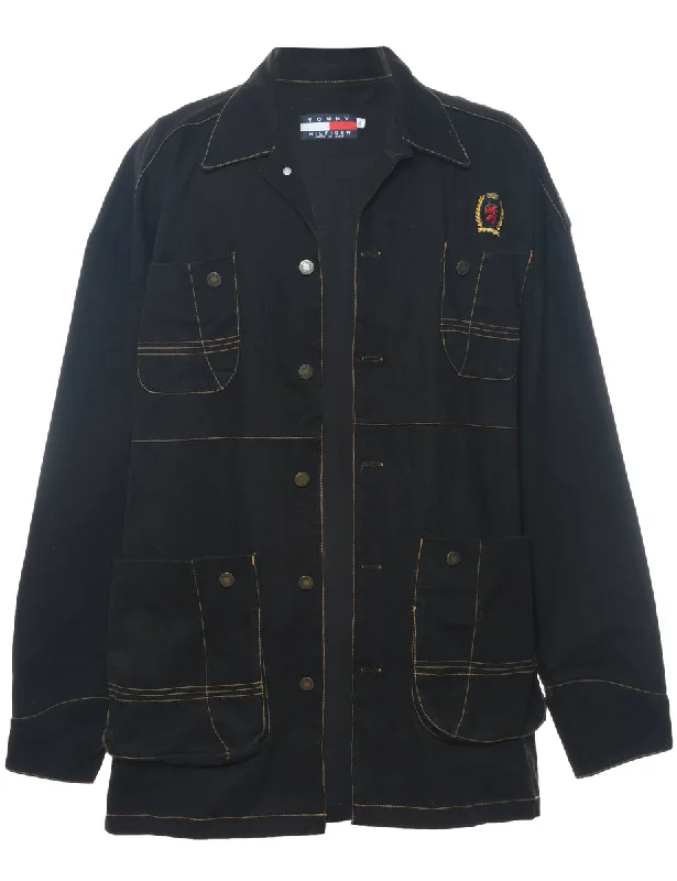 Tommy Hilfiger Black 1990s Contrast Stitch Denim Jacket - XL