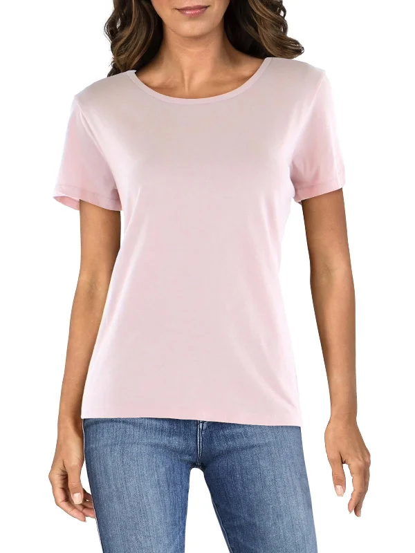 Womens Crewneck Ribbed Trim T-Shirt