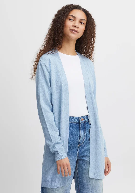 Crewneck cardiganb.young Nonina Long Open Cardigan, Blue Bell